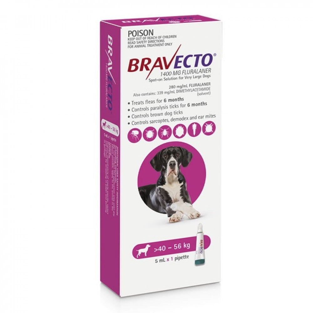 BRAVECTO PINK TOPICAL 40-56KG 1400MG – Trenton Pet Hospital